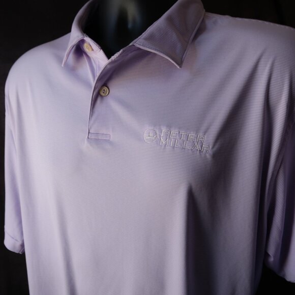 Peter Millar Summer Comfort Lavender Pin-Striped Talis Polo (XXL) ⛳️ - Picture 9 of 10